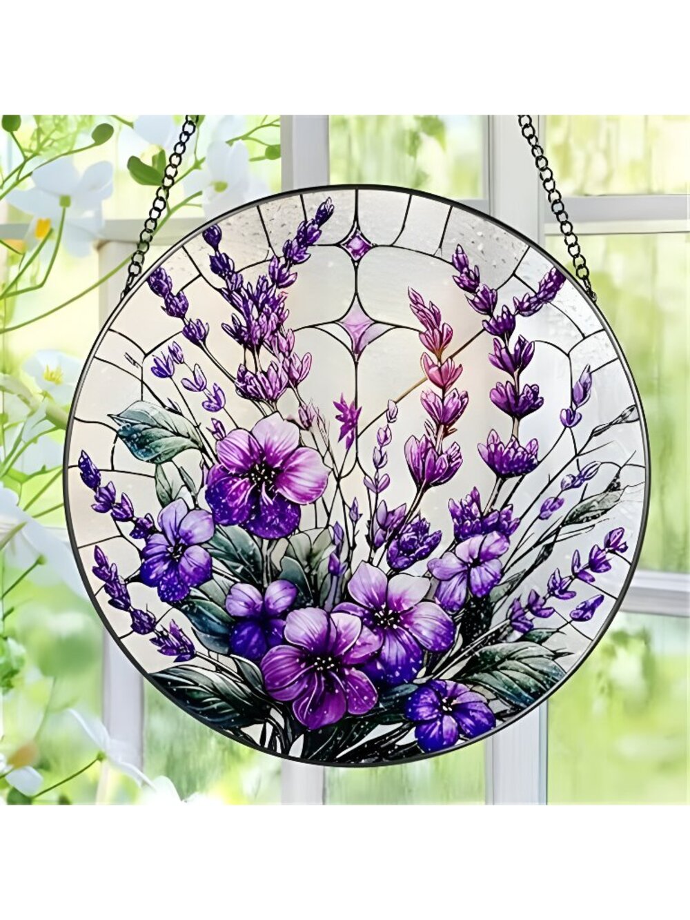 Flower Stained Glass Suncatcher, Stained Glass Window Hanging